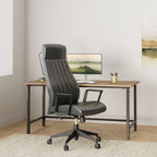 Lorell LYS High-Back Bonded Black Leather Chair