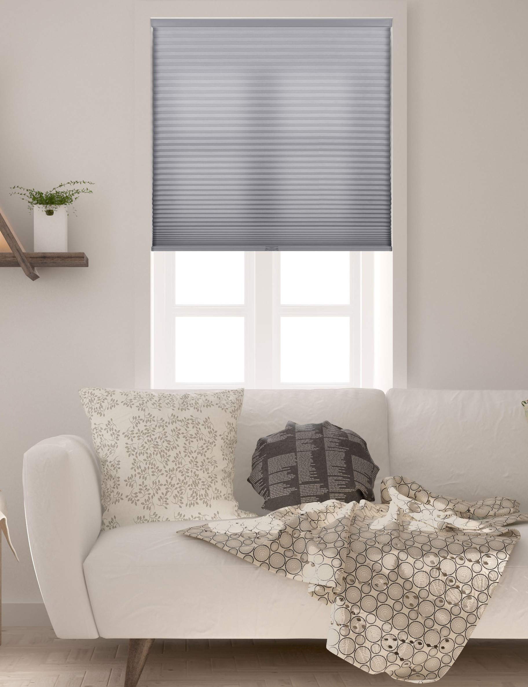 Arlo Blinds Single Cell Light Filtering Cordless Cellular Shades, Color: Grey, Size: 45'' W x 72'' H