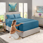 Nestl Extra Deep Pocket Sheets - Fits Mattress 18-24 Inches Deep, Extra Deep Pocket Queen Sheets Sets, 4 Piece Queen Size Sheets, Queen Sheets Deep Pocket, Blue Haven Sheets Queen