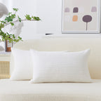 Home Brilliant Rectangular Pillow Covers 12X20 Inch Striped Corduroy Solid Cushion Covers Oblong Pillowcases For Sofa Kids Toddl