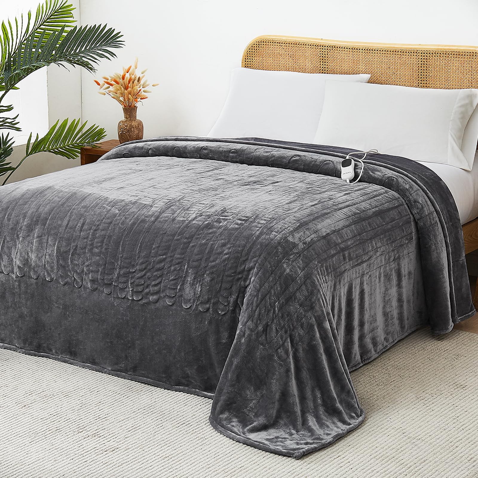 Jkmax Electric Heated Heating Blanket - Heated Bed Blanket Queen Size 84''X90'' With 10 Heating Levels 8 Hours Auto Off Fast Hea