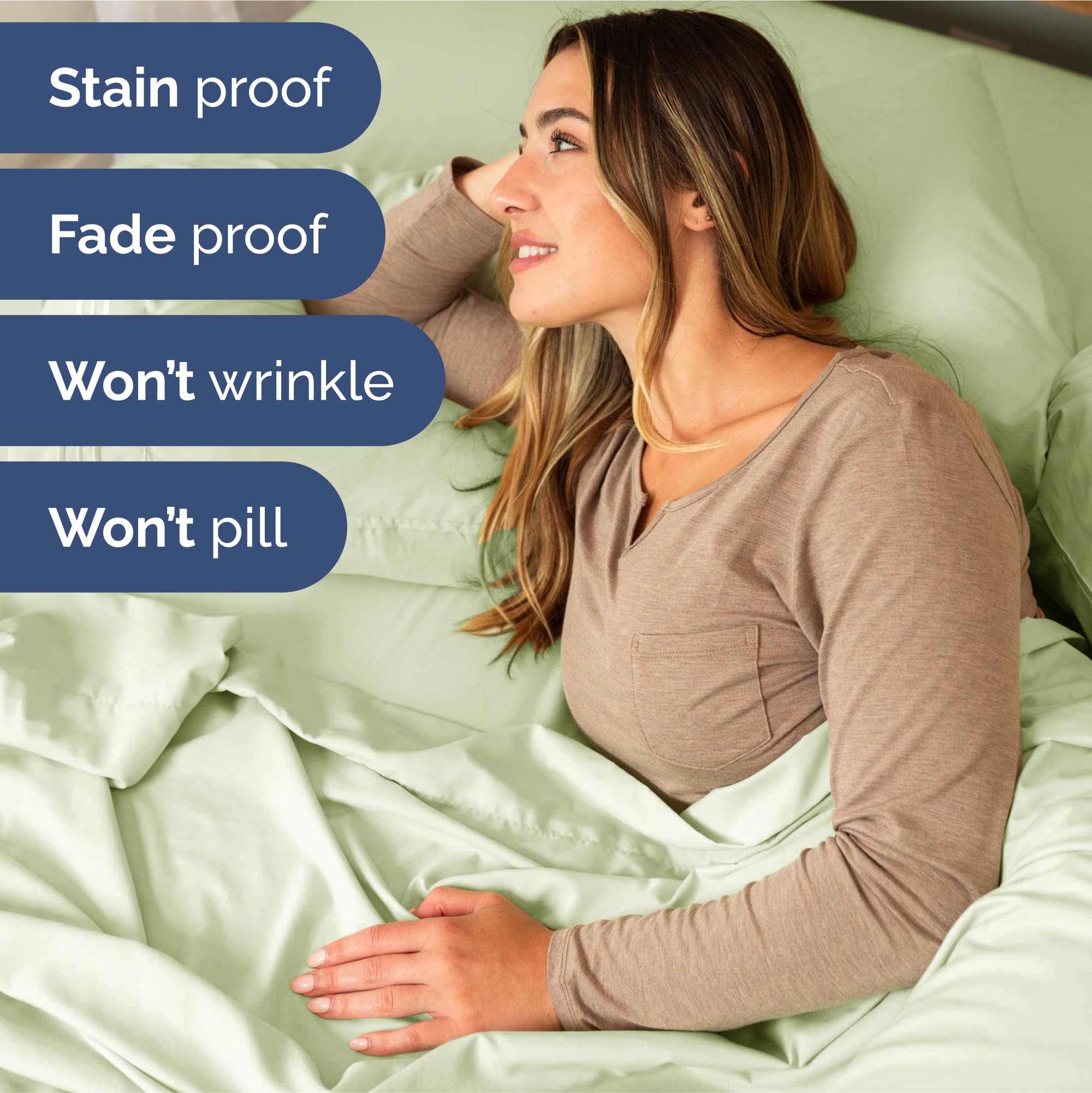 Extra Deep Pocket Queen Sheets - 4 Piece Breathable & Cooling Bed Sheets - Hotel Luxury Bed Sheet Set - Soft, Wrinkle Free & Comfy - Easily Fits Extra Deep Mattresses - Light Sage Green Sheets Set