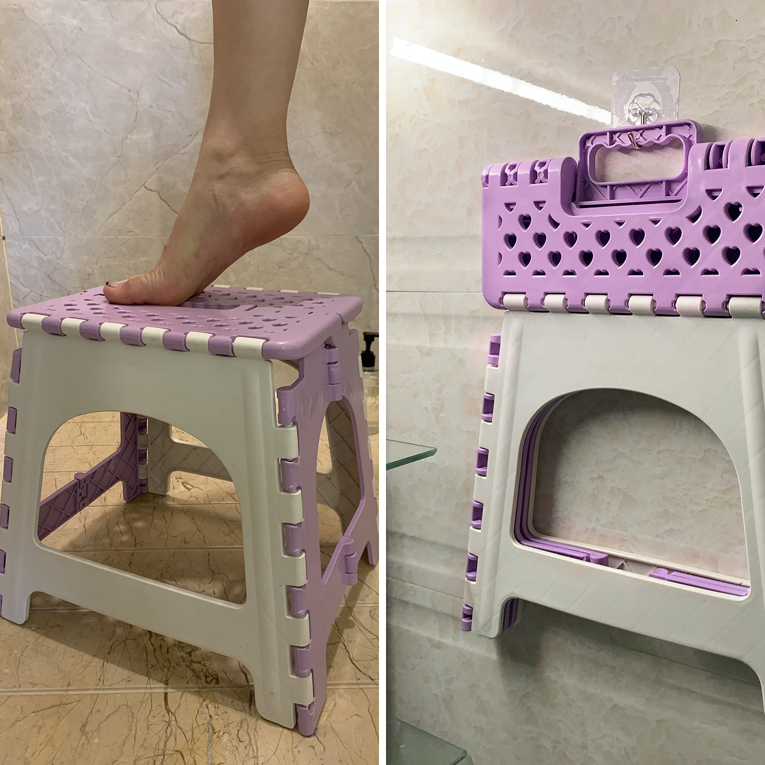 Shower Foot Rest, TRANOMOS Shower Stool for Shaving Legs, Folding Plastic Shower Step Stool for Inside Shower, Waterproof Pedicu