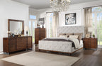 Acme Andria Tufted Fabric Queen Bed in Gray and Reclaimed Oak