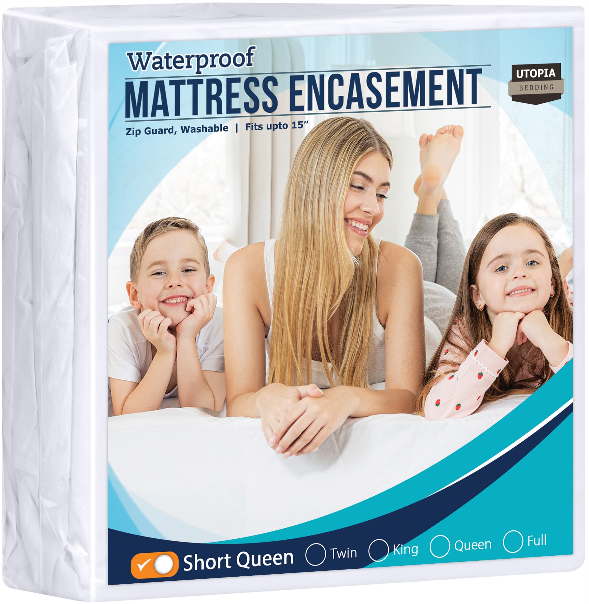 Utopia Bedding Zippered Mattress Encasement Short Queen - 100% Waterproof And Bed Bug Proof Mattress Protector - Absorbent, Six-