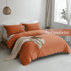 Mildly Super Soft Duvet Cover - 100% Washed Microfiber Rust Comforter Cover Set 3 Pieces With Zipper Closure & Corner Ties (No C