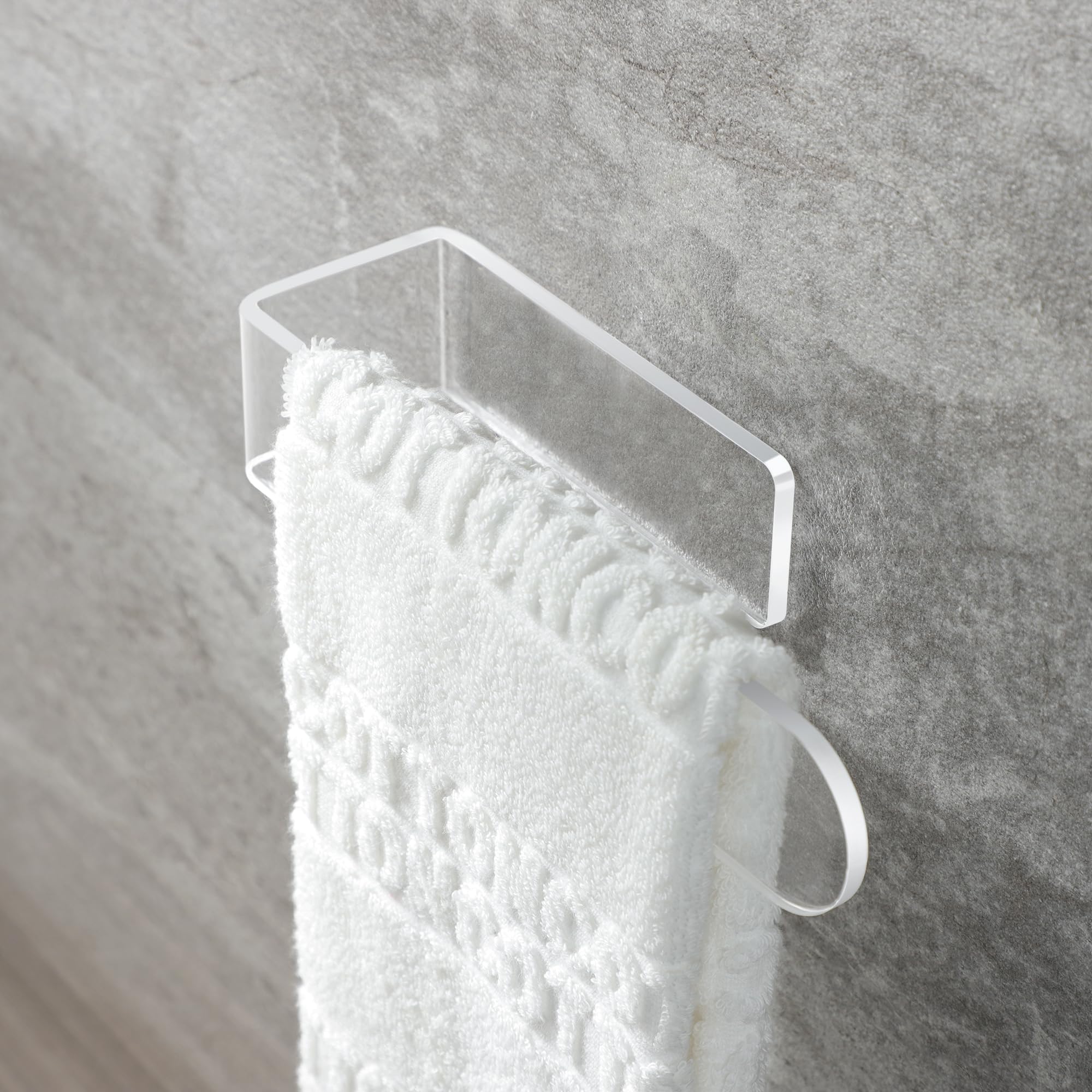 Taozun Hand Towel Holder/Clear Hand Towel Rack - Acrylic Plastics Towel Ring Self Adhesive Towel Bar For Bathroom Or Kitchen Wal