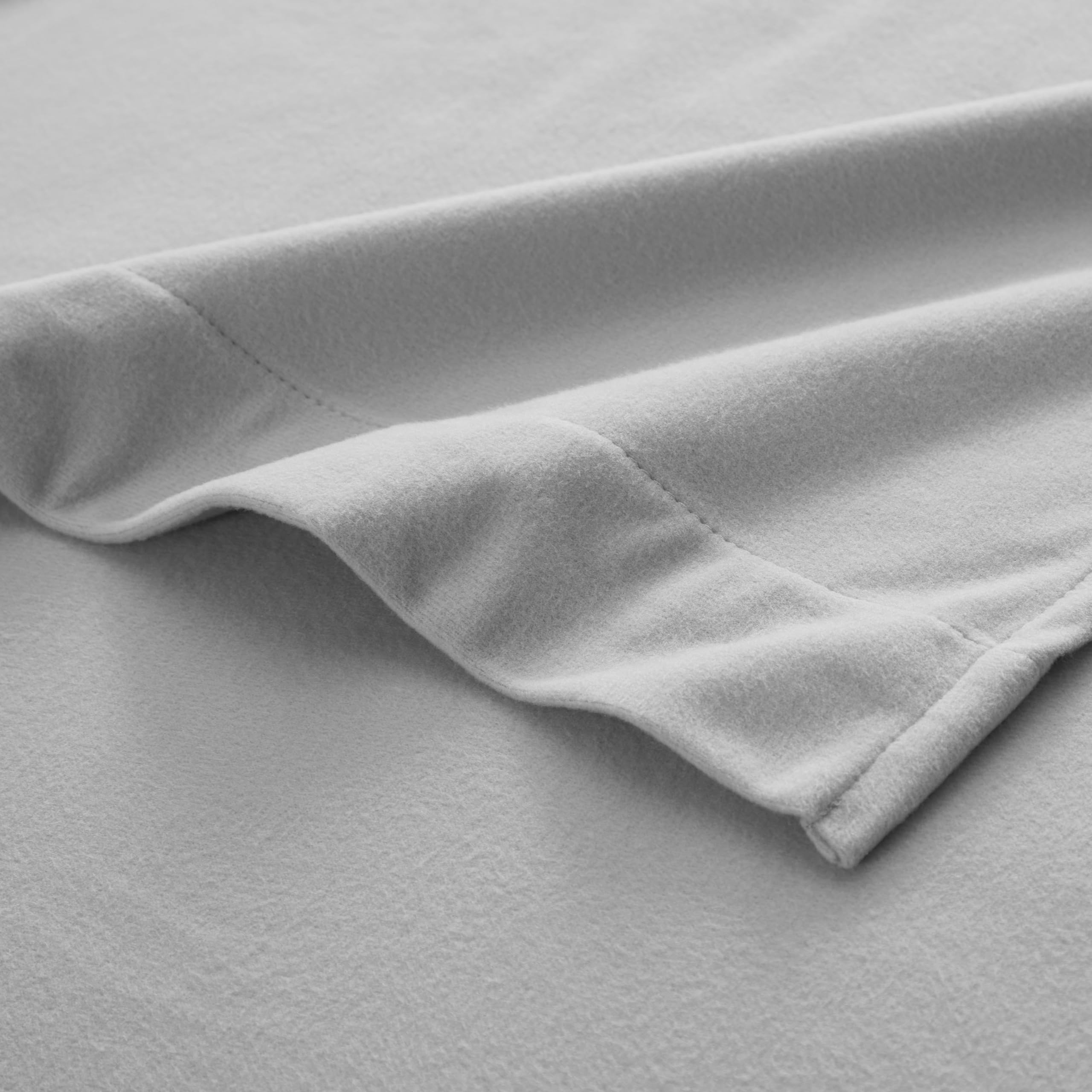 Flannel Sheets Twin Warm And Cozy Deep Pocket Breathable All Season Bedding Set With Fitted With Full Elastic & Built In Corner Sheet Straps, Flat And Pillowcases, Twin, Silver