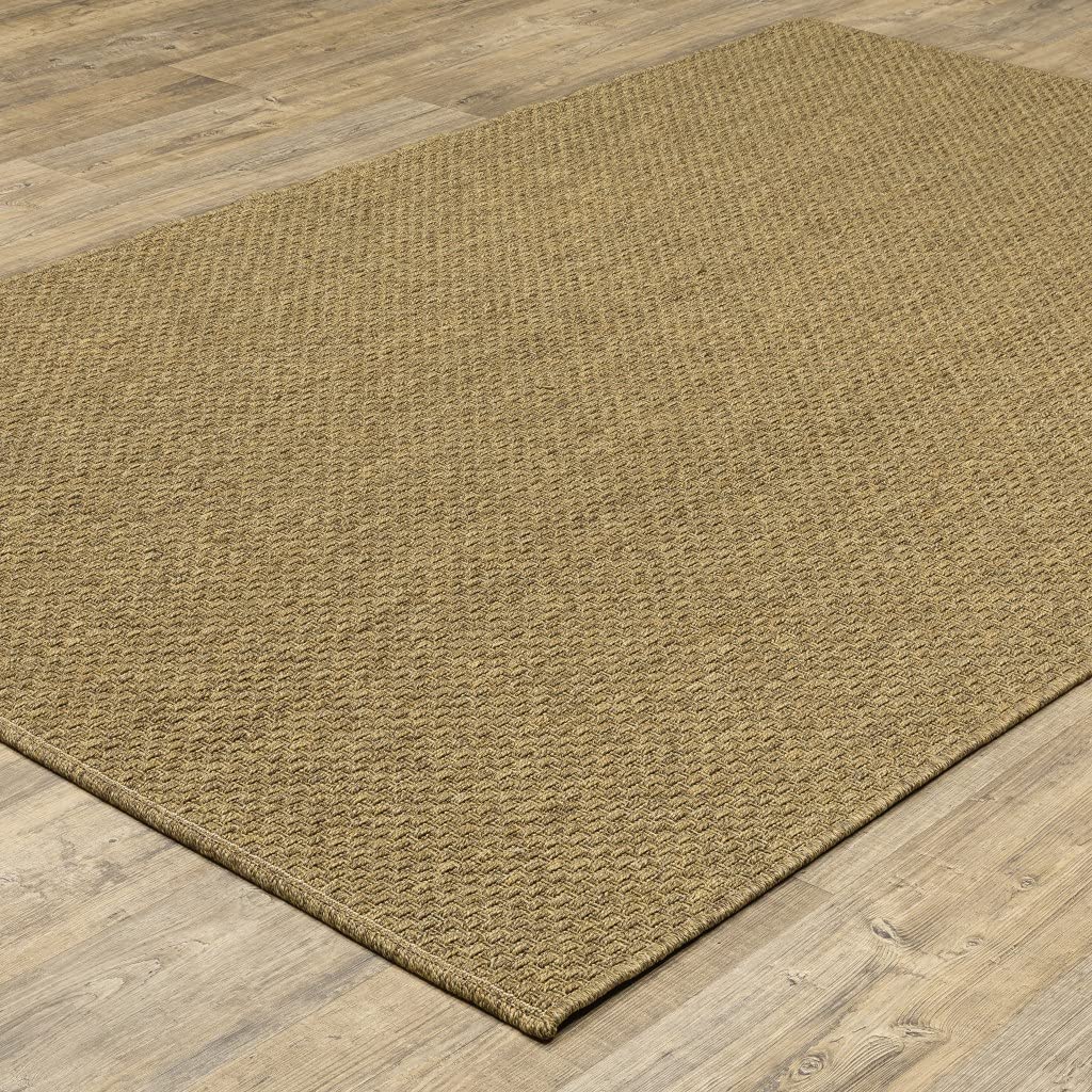 HomeRoots Polypropylene 2’x4’ Solid Tan Indoor Outdoor Scatter Rug