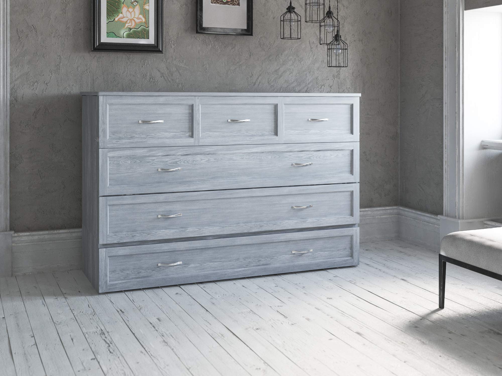 Afi Deerfield Murphy Bed Chest With Charging Station, Queen, Driftwood