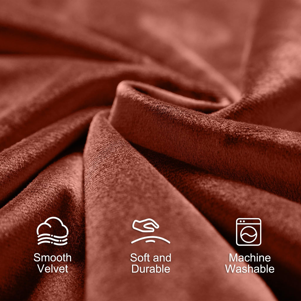 Lazzzy Orange Velvet Curtains Room Darkening Thermal Insulated Curtains 108 Inch Length Window Drapes For Bedroom Living Room Super Soft Luxury Grommetwindow Treatment 2 Panels, Rust Red