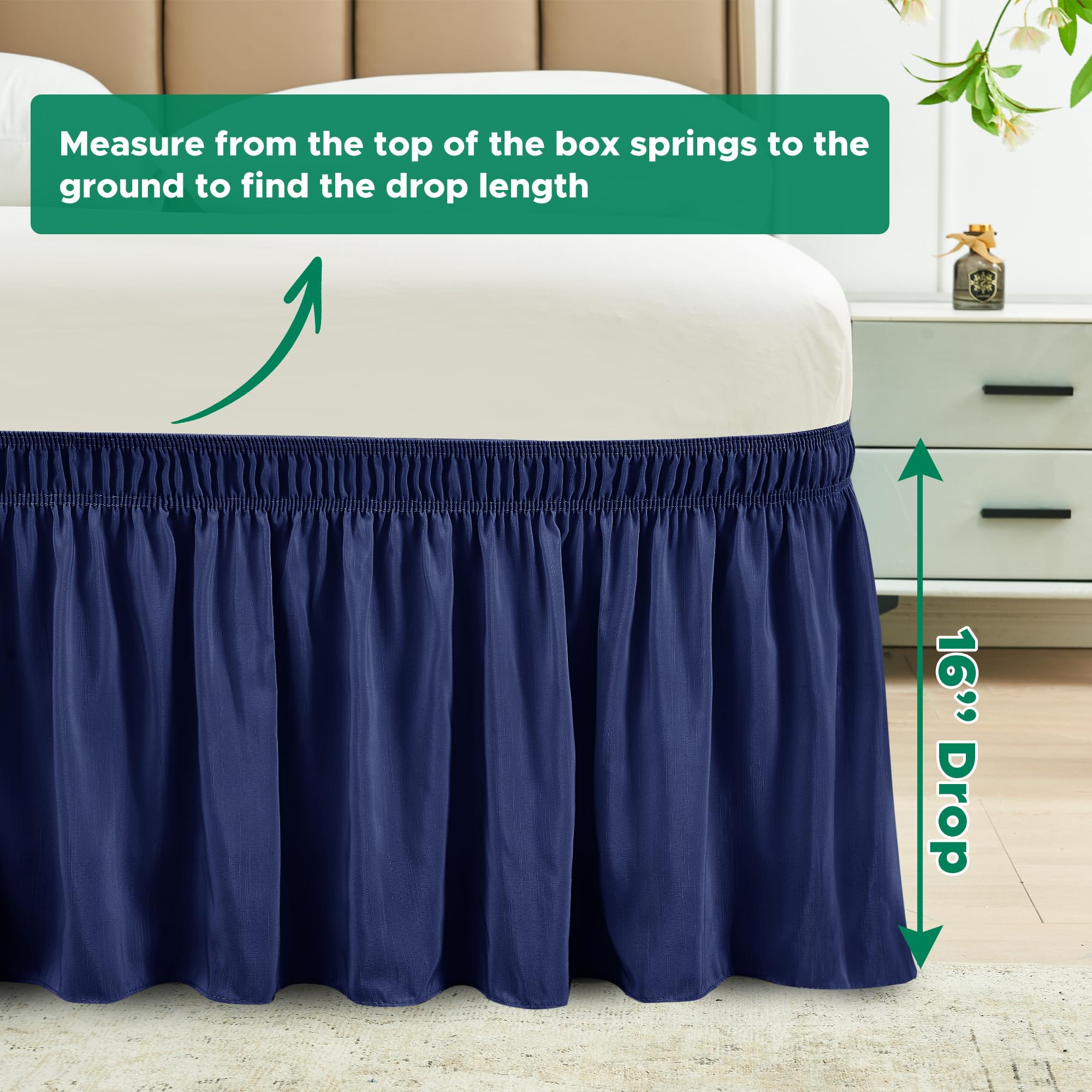 Biscaynebay Wrap Around Bed Skirt King & Cal King Navy Polyester 16" Drop