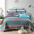 Newlake Striped Jacquard Style Cotton 3-Piece Patchwork Bedspread Quilt Sets, King Size