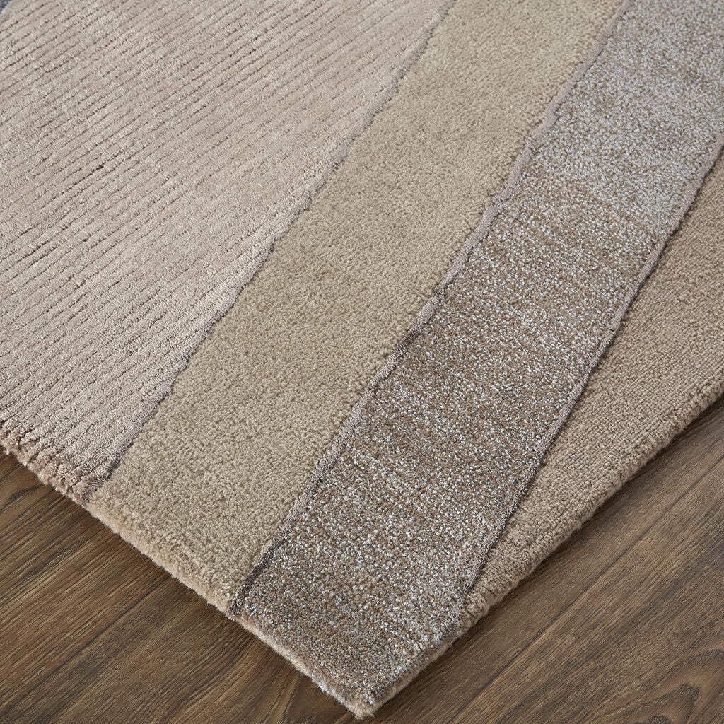 HomeRoots 514600 9 x 12 ft. Tan Brown & Blue Wool Geometric Hand Tufted Handmade Rectangle Area Rug