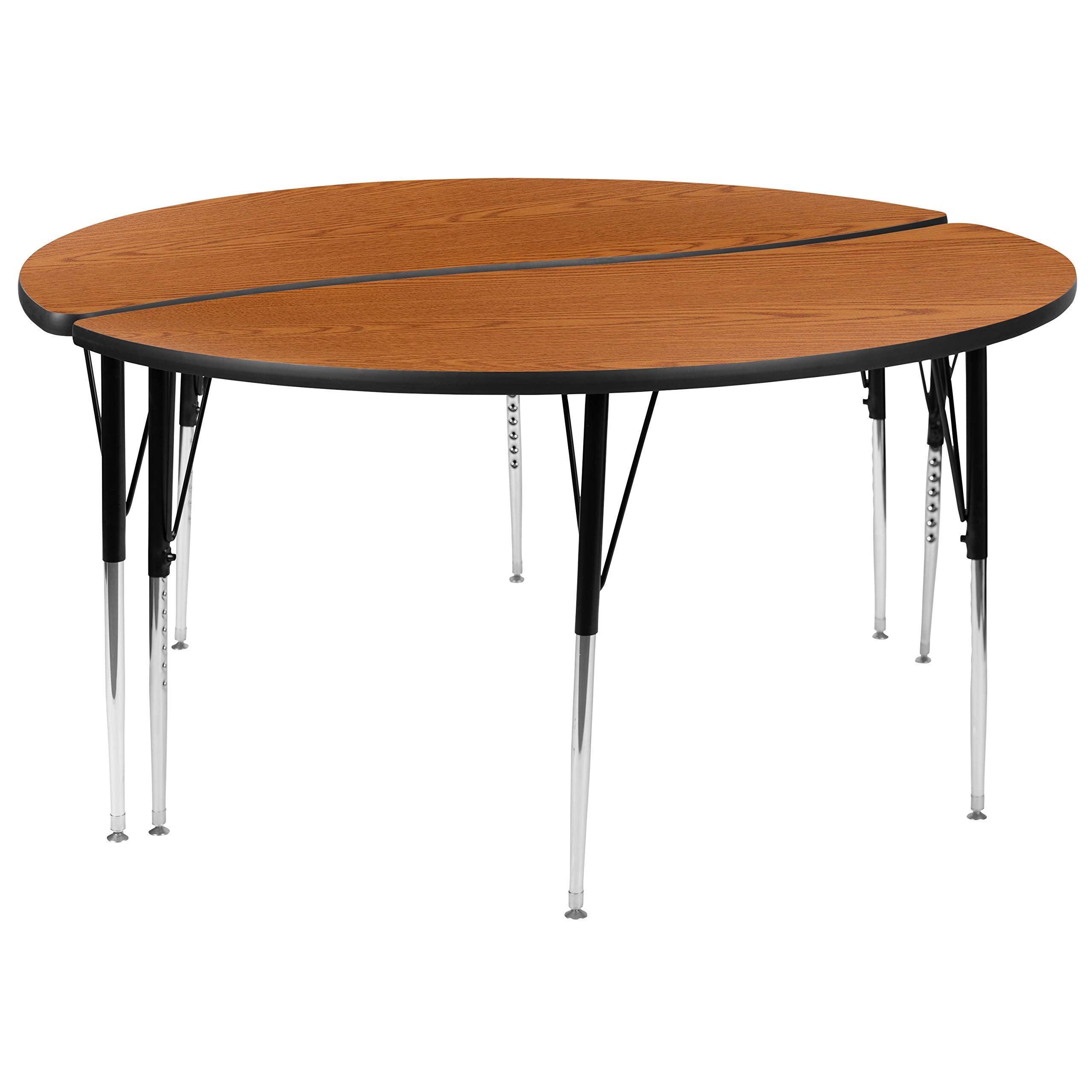 Flash Furniture Emmy 2 Piece Emmy 60" Circle Wave Flexible Oak Thermal Laminate Activity Table Set - Standard Height Adjustable Legs