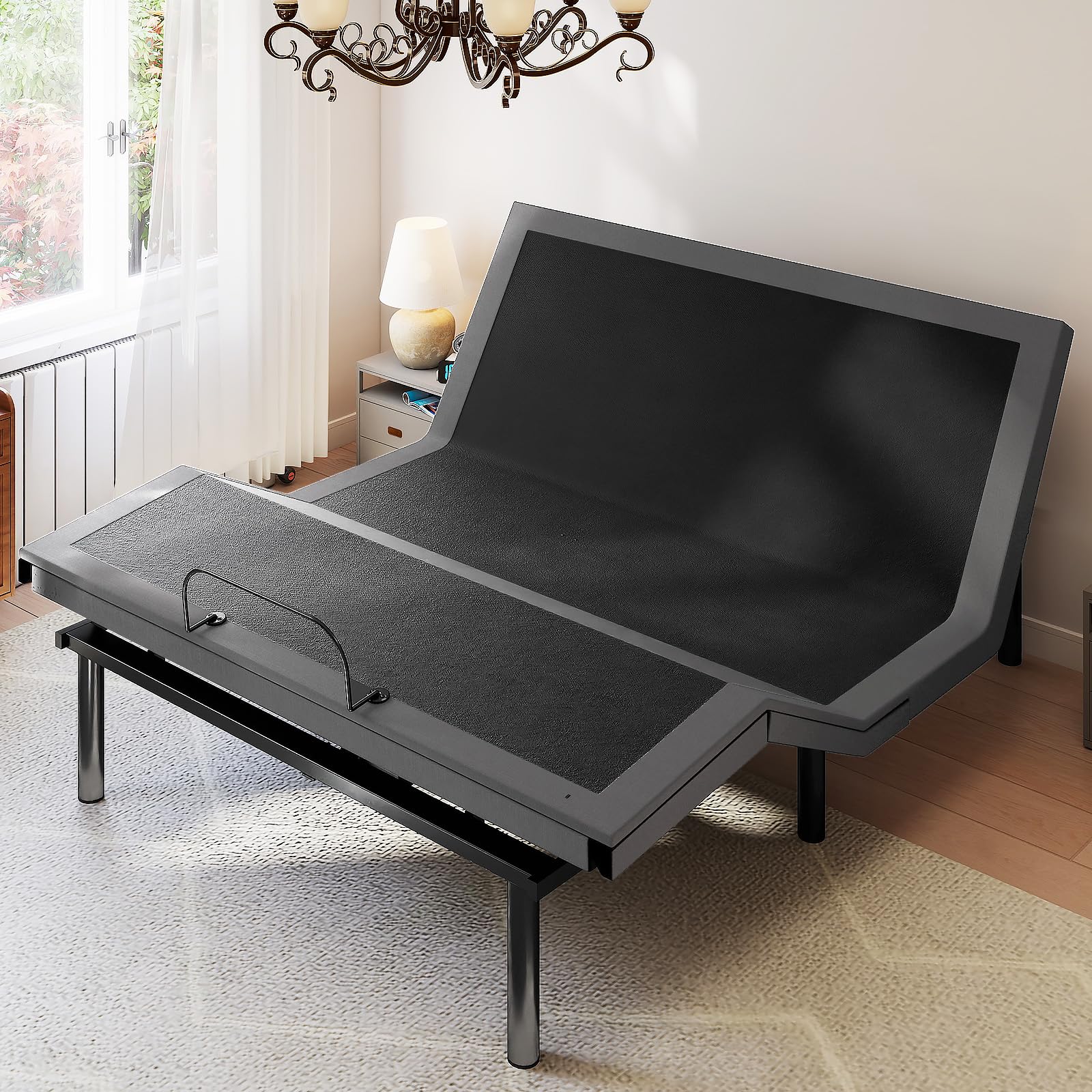 Sweetcrispy Adjustable Bed Frame Twin XL, Ergonomic Electric Bed Base with Wireless Remote and 2 USB Ports, Head and Foot Inclin
