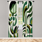 Ambesonne Mid Century Modern Window Curtains, Leafy Atmosphere Abstract Designed Roundy Branches Swirls Boho, Lightweight Decora