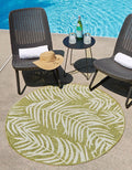 Unique Loom Outdoor Botanical Collection Area Rug - Palm (13 Round Green/Ivory)