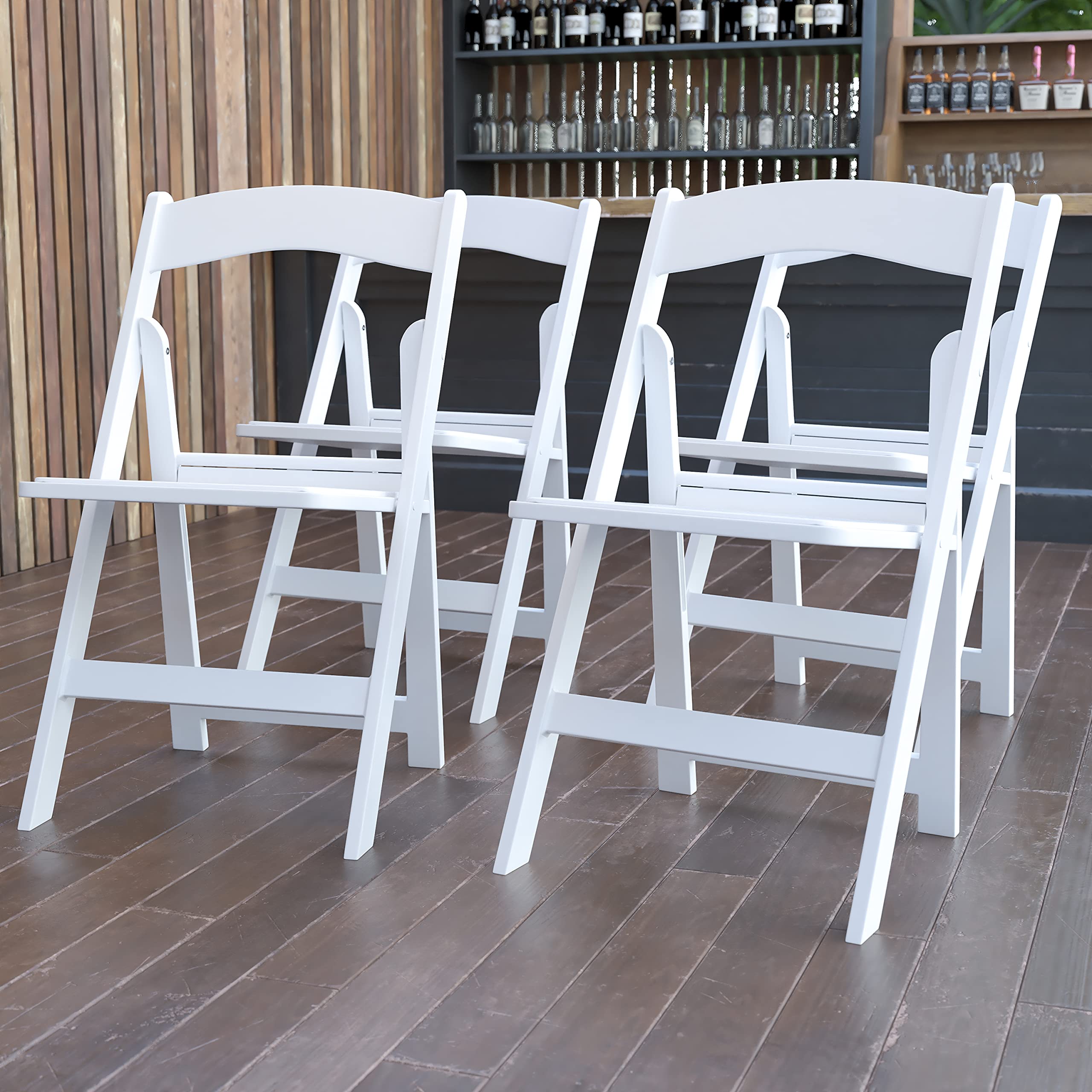 Flash Furniture Hercules Series Folding Chair - White Resin - Set Of 4 800Lb Weight Capacity Comfortable Event Chair - Light Weight Folding Chair