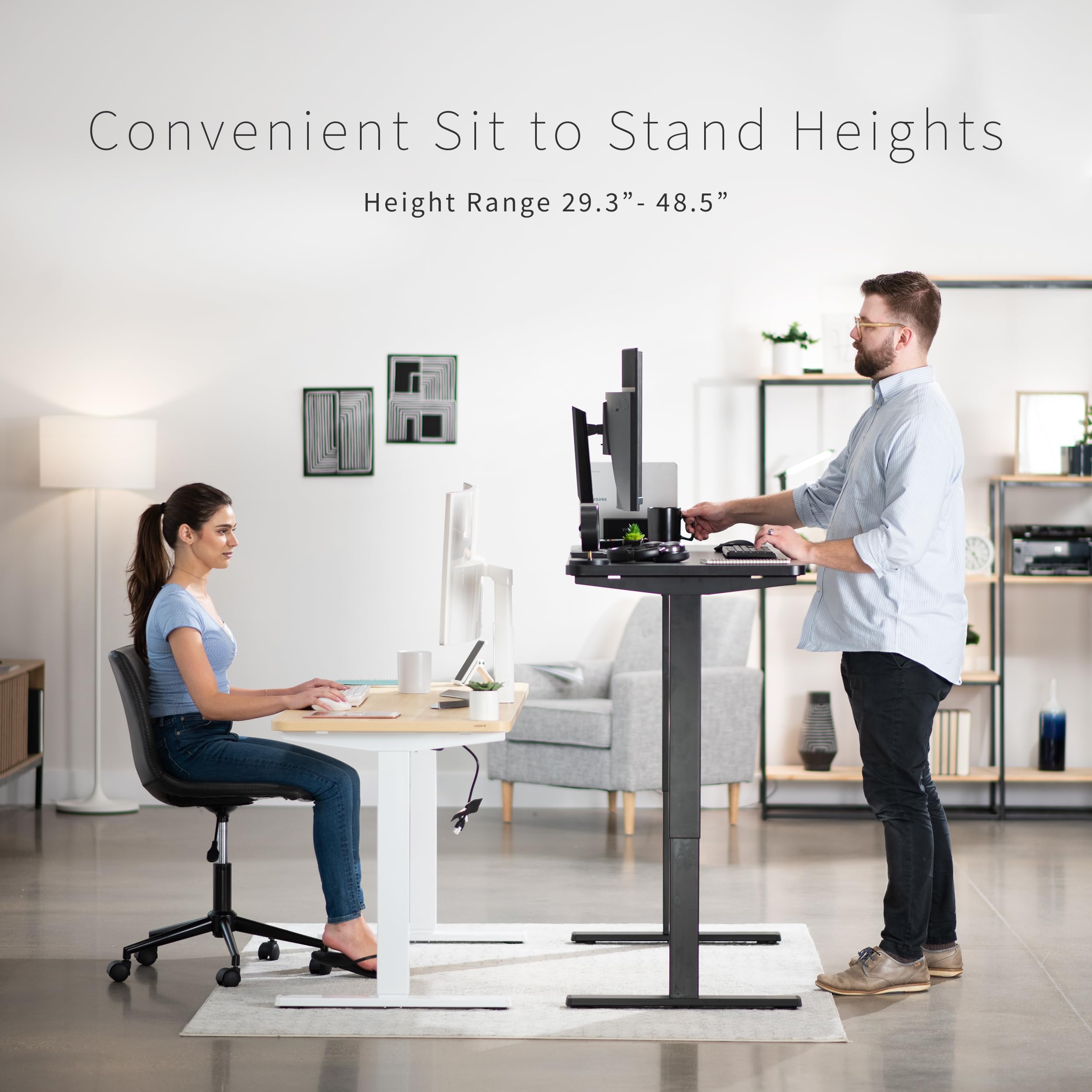 Vivo Electric 60 X 24 Inch Standing Desk Workstation, Memory Controller Height Adjustment, 1B Series, One-Piece Black Top, Gray Frame, Desk-Kit-1G6B