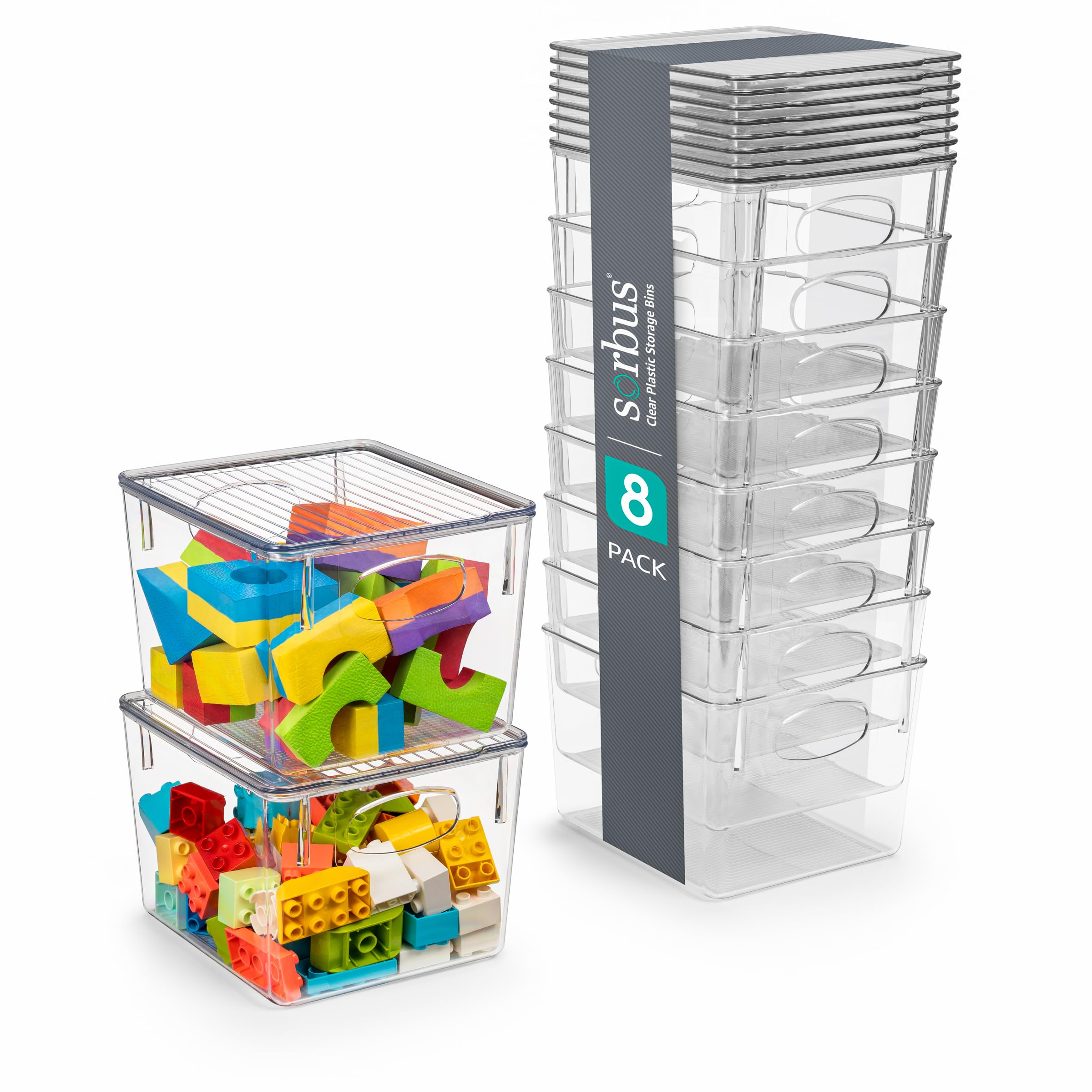 Sorbus Medium Clear Plastic Storage Bins with Lids, Clear Stackable Storage Bins, Clear Toy Storage Bins, Clothes, Medicine, Mak