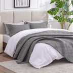 Love'S Cabin King Size Quilt Bedding Set Grey Bedspreads - Bed Summer Quilt Lightweight Microfiber Bedspread- Wave Pattern Beddi