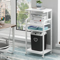 Fannova 4 Tier White Printer Stand Table With Adjustable Shelves, Movable Printer Shredder Stand With Wheels For Home Office Sto