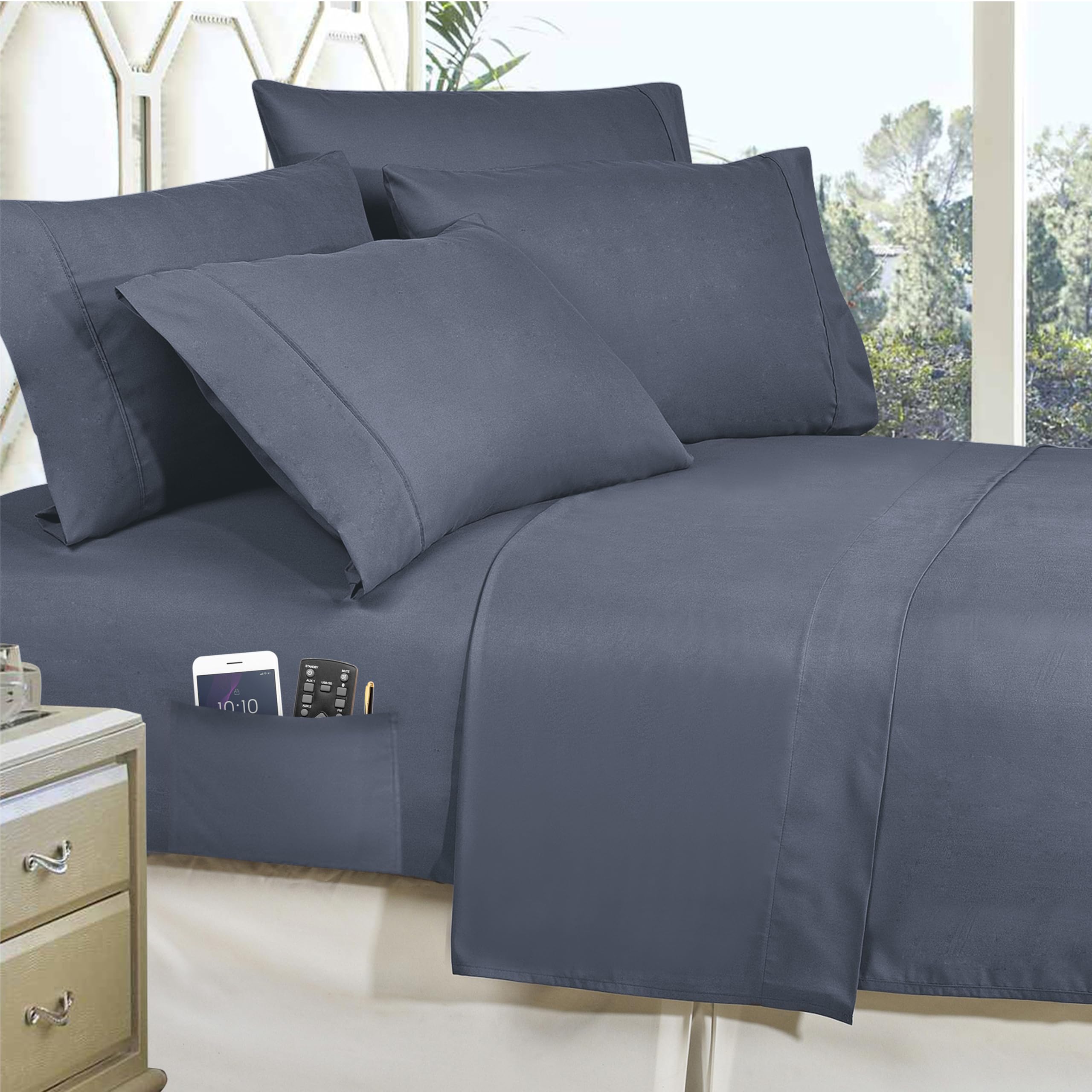 Elegant Comfort 8- Piece Lodge Plaid Reversible Comforter Set Bed-In-A-Bag Set - Silky Soft Complete Set Includes Bed Sheet Set With Double Sided Storage Pockets, Twin/Twin Xl, Gold