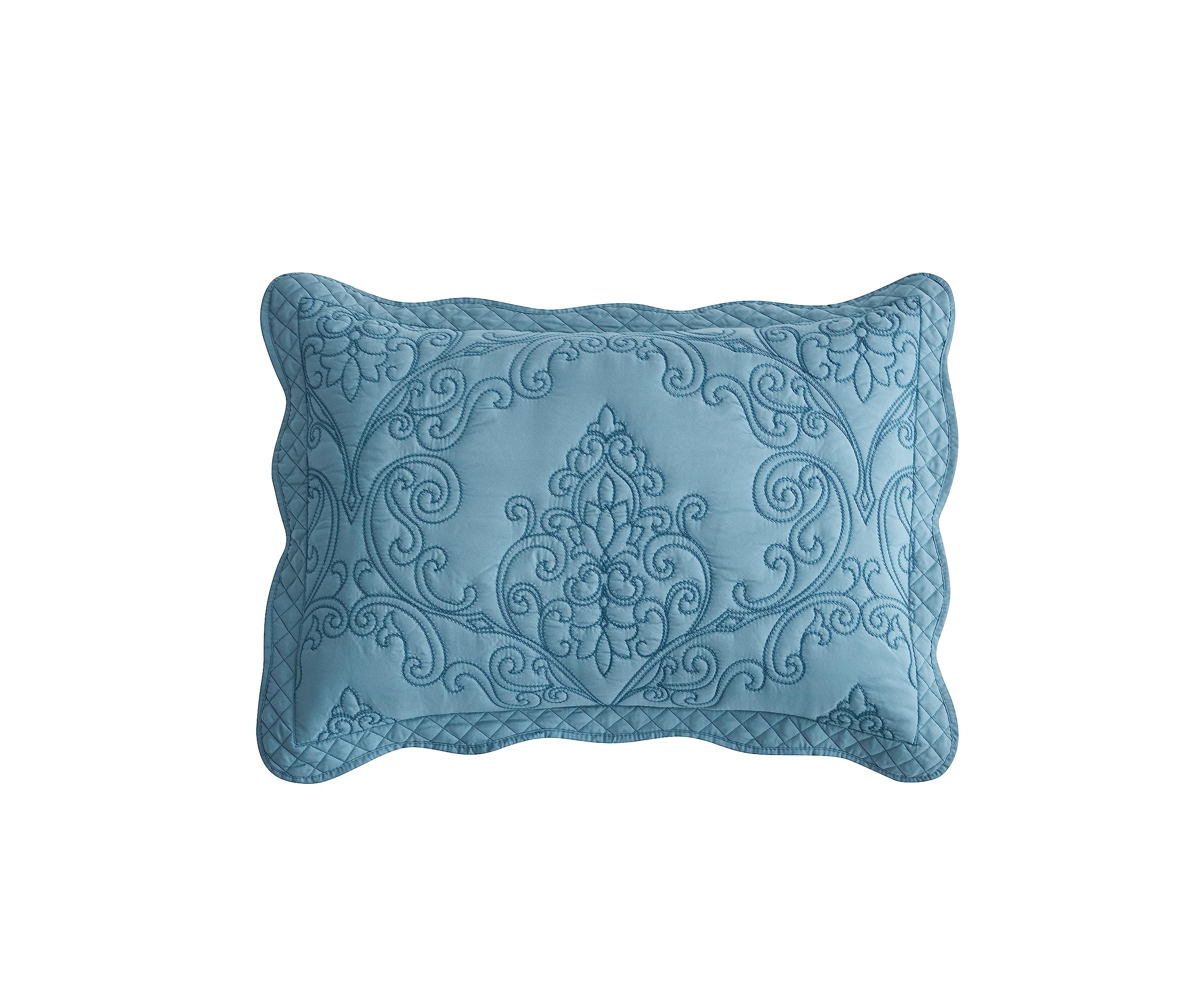 Chixin Microfiber King Pillow Shams Set Of 2 - Decorative Quilted Pillow Covers - Lagoon - Size (20'' X 36'')