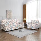 Searchi Stretch Sofa Cover Printed Couch Cover, Floral Pattern 3 Pieces Loveseat Slipcover With 2 Separate Cushion Cover, Washable Furniture Protector For Living Room(Loveseat, Ball Flower)