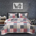 Plaid Quilt Set King Size Bedspread Coverlet Plaid Patchwork Quilt Set Bedding Boys Mens Red Blue White Plaid Bedspread Lightwei