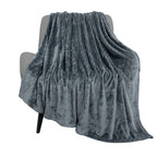 TOONOW Fleece Textured Plush Throw Blanket Geometric Pattern Microfiber Flannel Grey Blue 50" x 60"