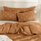Jellymoni 1 Pack Rust Body Pillowcase, Soft Microfiber Grid Tufted Pillow Covers With Envelope Closure (Pillows Are Not Included