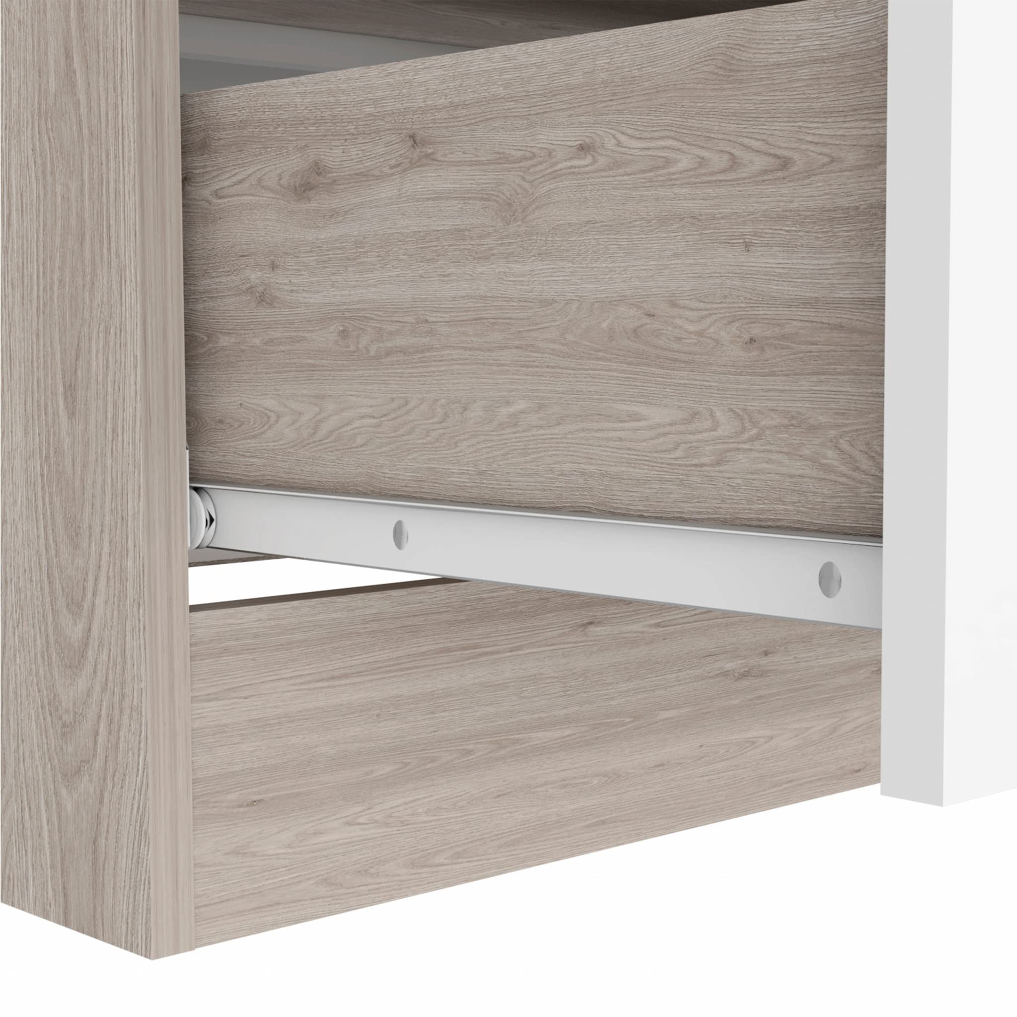 HomeRoots Particle Board 29" Light Gray and White Three Drawer Dresser
