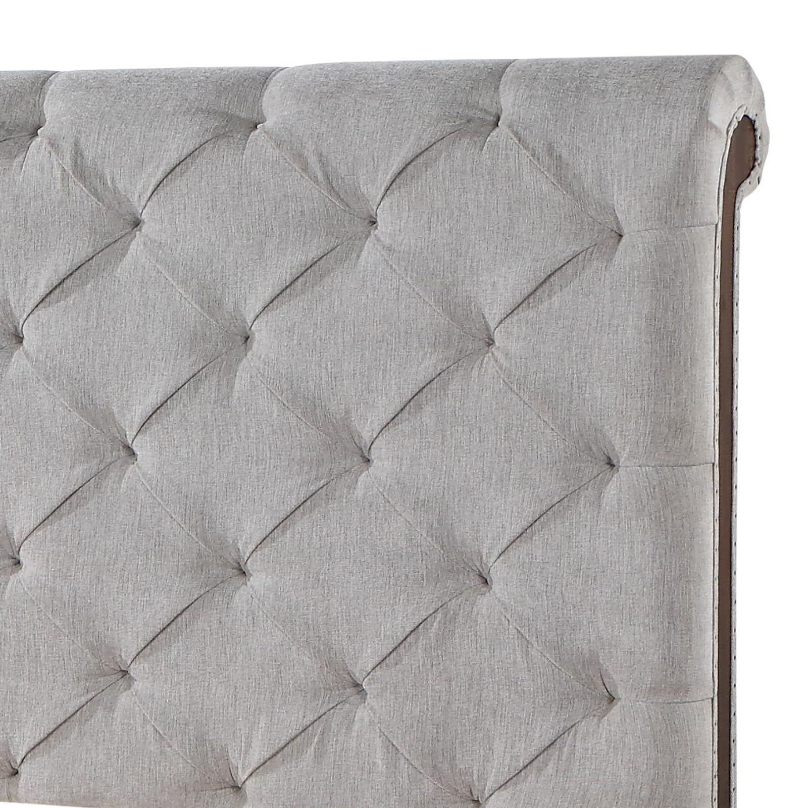 Acme Andria Tufted Fabric Queen Bed in Gray and Reclaimed Oak