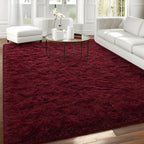 Falark Soft Area Rugs For Bedroom, 3X5 Ft Wine Red Fluffy Rug Carpets For Living Room Girls Kids Room, Shaggy Fuzzy Indoor Moder