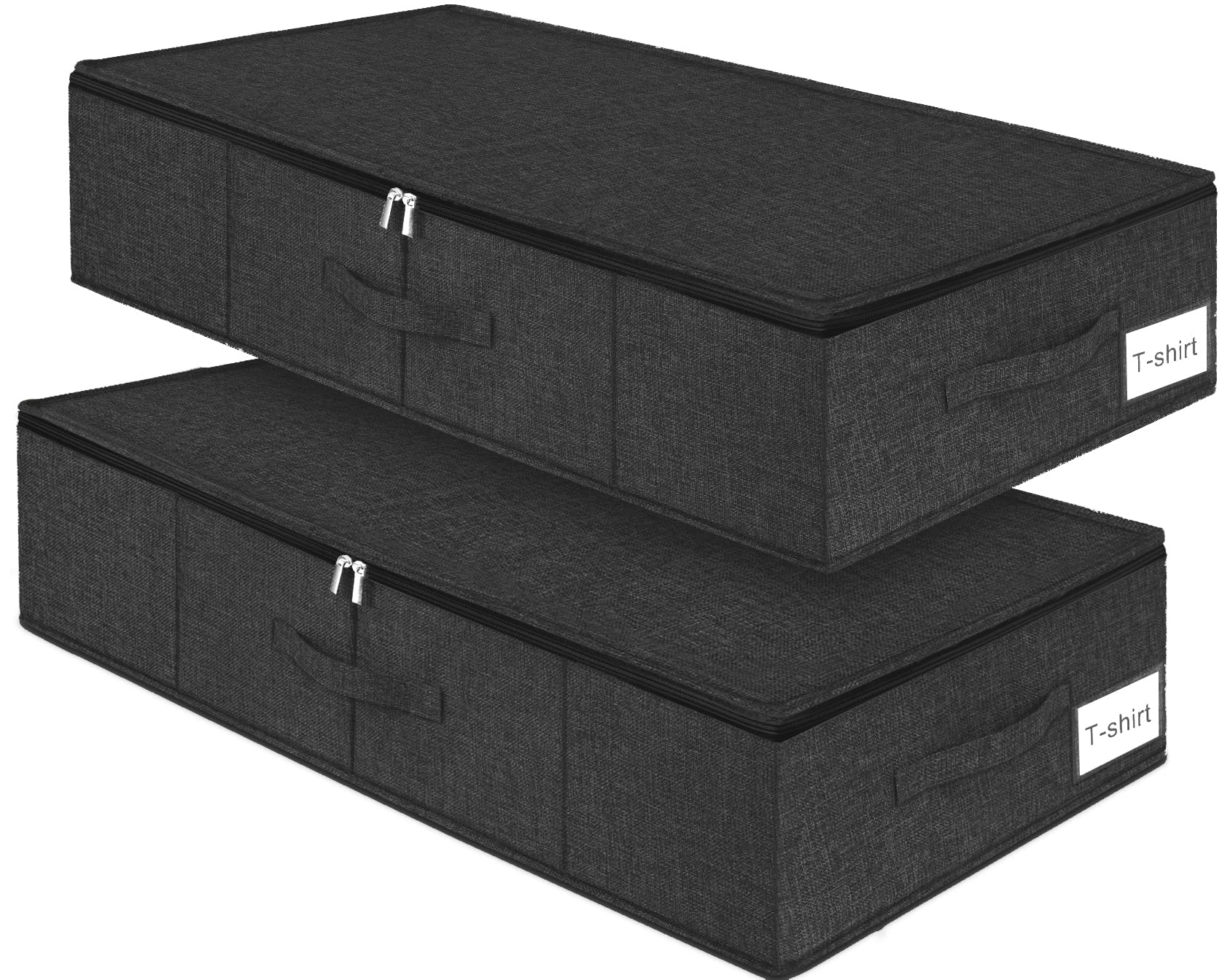 Under Bed Storage, 2 Pack Underbed Storage Container Bags With Lid, Foldable Sturdy Clothes Storage Drawer Organizer W/ 3 Handle