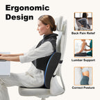 CILI Lumbar Support Pillow CL-4102, Heated Back Support with Vibration, Ergonomic Cotton, Black