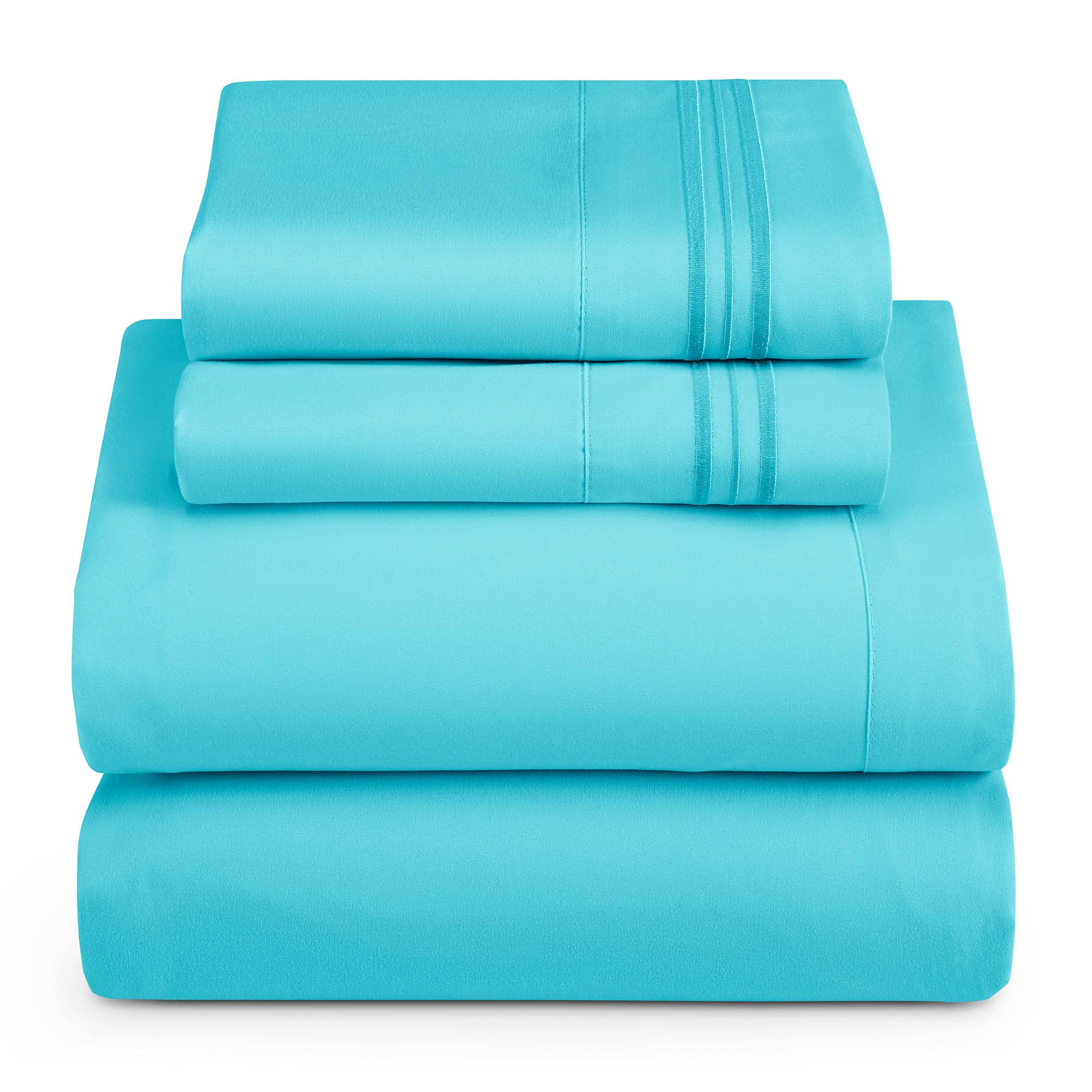 Hearth & Harbor Rv Short Queen Size Sheets - 4 Piece Bed Sheet Set, Hotel Luxury Double Brushed Bed Sheets - Extra Soft Bedding Sheets & Pillowcases, Short Queen, Beach Blue