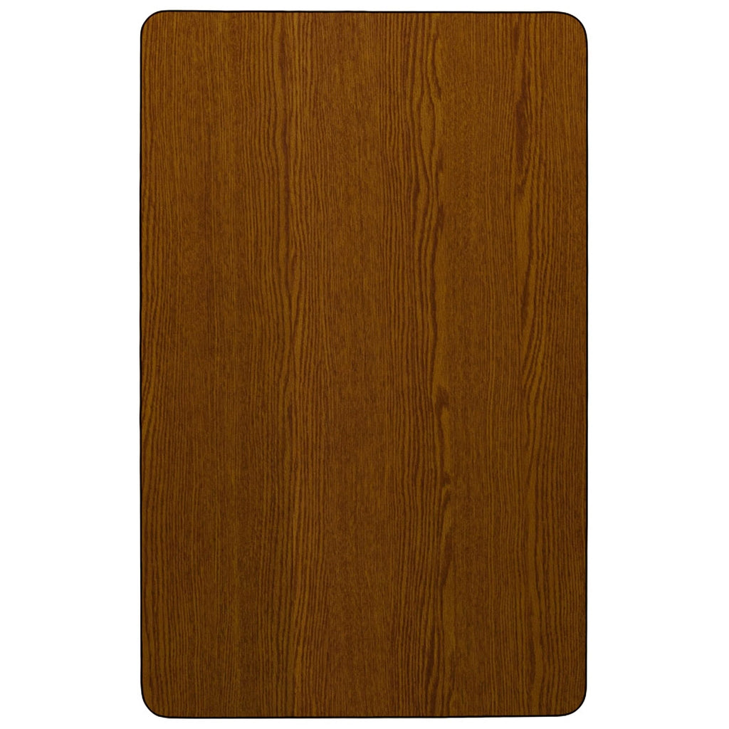Flash Furniture Wren 24''W x 60''L Rectangular Oak HP Laminate Activity Table - Standard Height Adjustable Legs