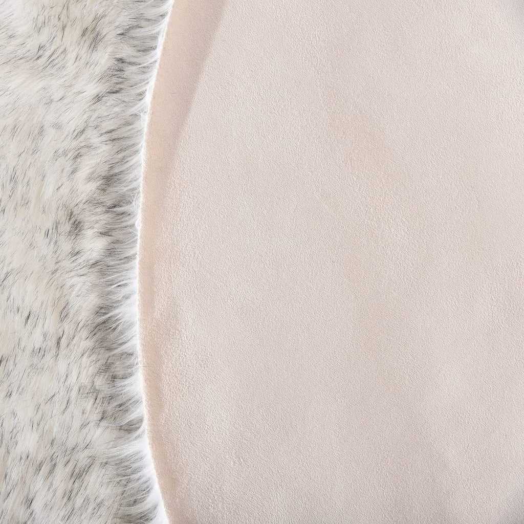 Orinova White And Grey Round Shag Rug 4Ft Faux Sheepskin Fur Rugs For Living Room Small Circle Washable Plush Rug For Nursery Cu
