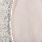 Orinova White And Grey Round Shag Rug 4Ft Faux Sheepskin Fur Rugs For Living Room Small Circle Washable Plush Rug For Nursery Cu