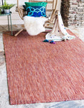 Unique Loom Collection Casual Transitional Solid Heathered Indoor/Outdoor Flatweave Area Rug (5' 3' X 8' Rectangle, Rust Red/Be
