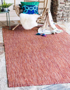 Unique Loom Collection Casual Transitional Solid Heathered Indoor/Outdoor Flatweave Area Rug (7' 1' X 10' Rectangle, Rust Red/B