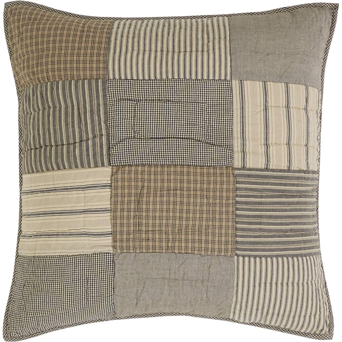 Vhc Brands Sawyer Mill Charcoal Decorative Patchwork Euro Pillow Sham Cover Farmhouse For Couch Bed Sofa 26X26