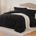 Quataly Black King Comforter Set - 3 Pieces Seersucker Lightweight Bedding Comforter Sets (1 Soft Fluffy Comforter & 2 Pillowcas