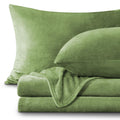 Bedelite Flannel Sheets Queen Size Sage Green - Super Soft Fleece Sheets Set Fluffy Extra Plush, 4 Piece(Include Fitted Sheet, F