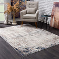 HomeRoots 100% Polypropylene 2’ x 5’ Navy Blue Distressed Striations Area Rug