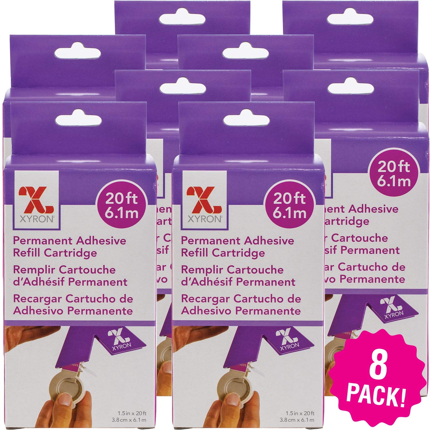 Xyron 150 Refill Cartridge 8/Pkg, 1.5'X20' Permanent 8 Pack