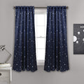 Lush Decor Star Blackout Window Curtain Panel Pair, 45' L X 52' W, Navy